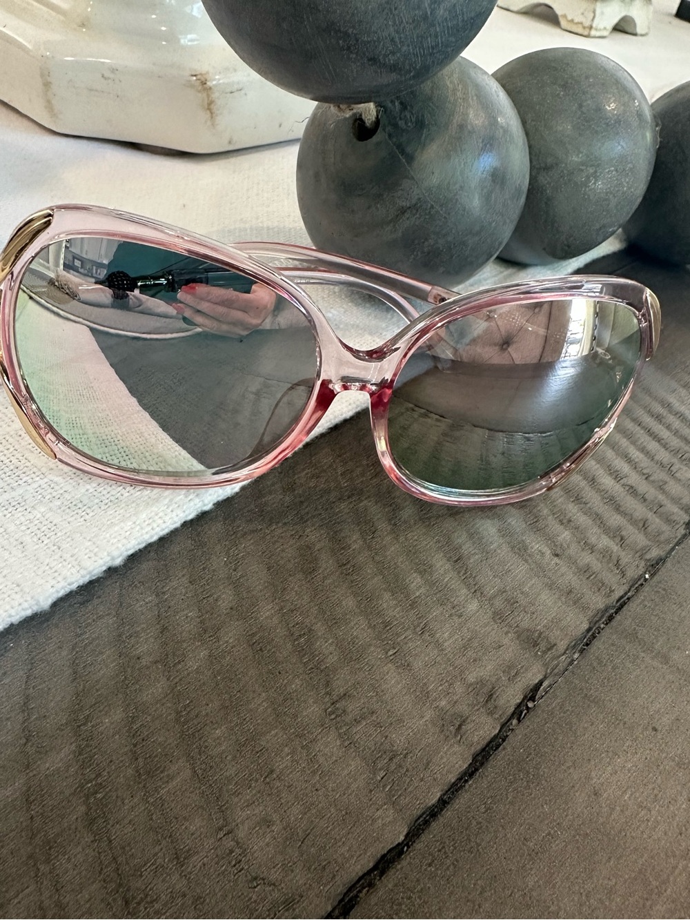 Pink big mirror round sunglasses! New!